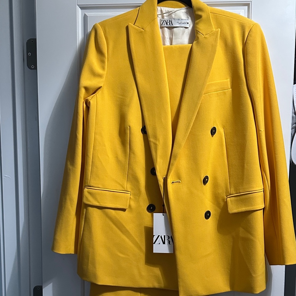 Zara Mustard Yellow Blazer and Pants Suit